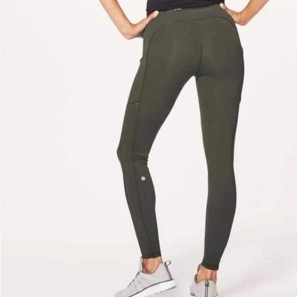 Lululemon Speed Up Tight Full On Luxtreme With Pockets 4 Inseam 28” Olive Green